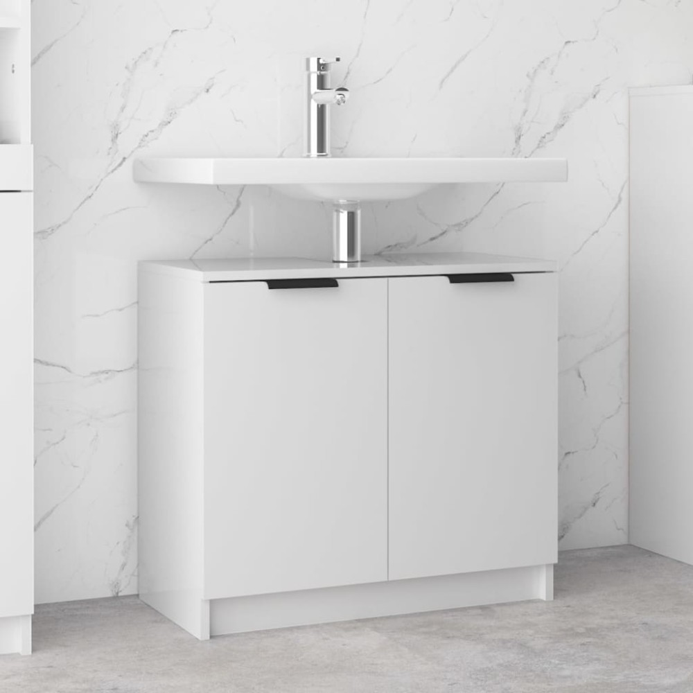 vidaXL Ντουλάπι Μπάνιου Γυαλιστερό Λευκό 64,5x33,5x59cm Επεξεργ. Ξύλο 1 τεμ.