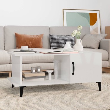 vidaXL Τραπεζάκι Σαλονιού Γυαλ. Λευκό 90x50x40cm Επεξεργ. Ξύλο 1 τεμ.