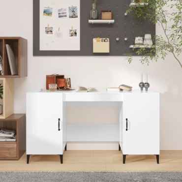 vidaXL Γραφείο Γυαλιστερό Λευκό 140x50x75cm Επεξεργασμένο Ξύλο 1 τεμ.