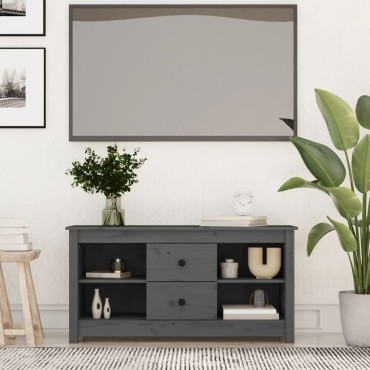vidaXL Έπιπλο Τηλεόρασης Γκρι 103x36,5x52cm από Μασίφ Ξύλο Πεύκου