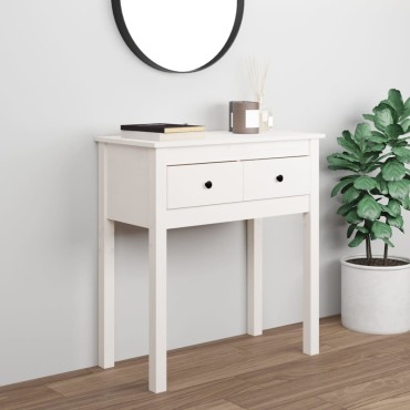 vidaXL Τραπέζι Κονσόλα Λευκό 75x35x75cm από Μασίφ Ξύλο Πεύκου 1 τεμ.