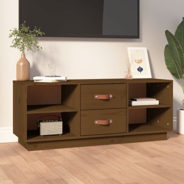 vidaXL Έπιπλο Τηλεόρασης Καφέ Μελί 100x34x40cm από Μασίφ Ξύλο Πεύκου