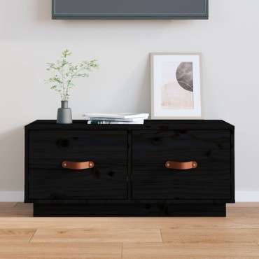 vidaXL Έπιπλο Τηλεόρασης Μαύρο 80x34x35cm από Μασίφ Ξύλο Πεύκου