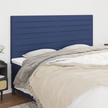 vidaXL Κεφαλάρια Κρεβατιού 4 τεμ. Μπλε 80x5x78/88cm Υφασμάτινο