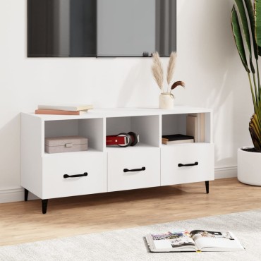 vidaXL Έπιπλο Τηλεόρασης άσπρο 102x35x50cm Επεξεργασμένο Ξύλο