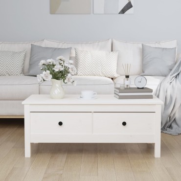 vidaXL Τραπεζάκι Σαλονιού Λευκό 100x50x40cm από Μασίφ Ξύλο Πεύκου 1 τεμ.