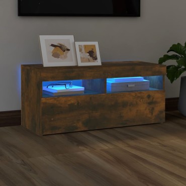 vidaXL Έπιπλο Τηλεόρασης με LED Καπνιστή Δρυς 90x35x40cm