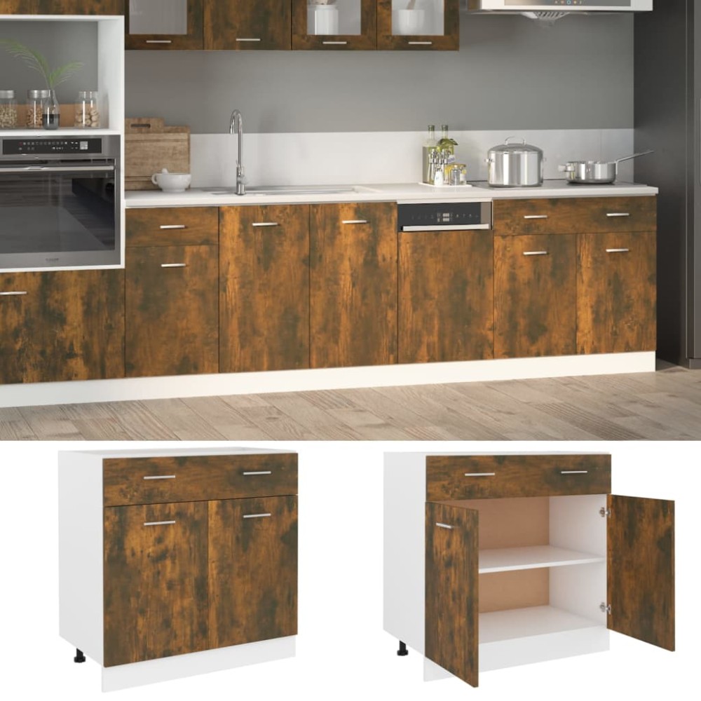 vidaXL Ντουλάπι με Συρτάρια "Lyon" Καπνιστή Δρυς 80x46x81,5cm από Τεχνητό Ξύλο 1 τεμ. vidaXL Ντουλάπι με Συρτάρια "Lyon" Καπνιστή Δρυς 80x46x81,5cm από Τεχνητό Ξύλο 1 τεμ.