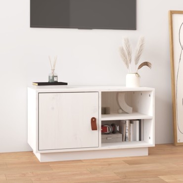 vidaXL Έπιπλο Τηλεόρασης Λευκό 70x34x40cm από Μασίφ Ξύλο Πεύκου