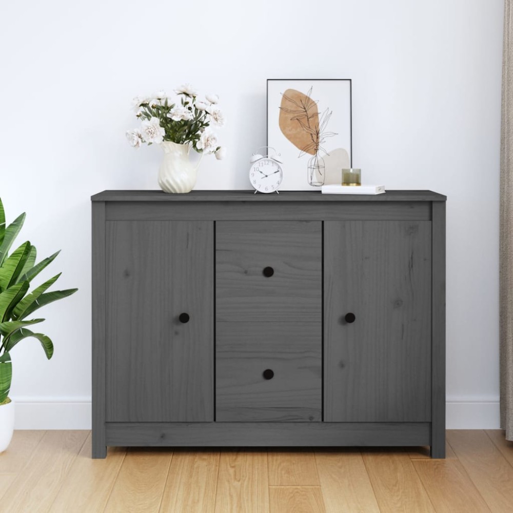 vidaXL Ντουλάπι Γκρι 100x35x74cm από Μασίφ Ξύλο Πεύκου 1 τεμ.