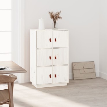vidaXL Ντουλάπι Ψηλό Λευκό 67x40x108,5cm από Μασίφ Ξύλο Πεύκου 1 τεμ.