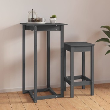 vidaXL Τραπέζι Μπαρ Γκρι 60x60x110cm από Μασίφ Ξύλο Πεύκου 1 τεμ.