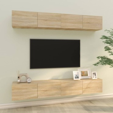 vidaXL Έπιπλα Τηλεόρασης 4 τεμ. Sonoma Δρυς 100x30x30cm