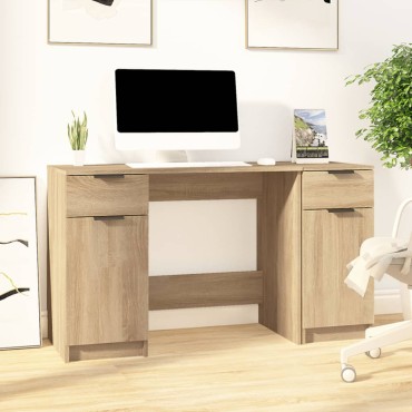 vidaXL Γραφείο με Βοηθητικό Ντουλάπι Sonoma Δρυς Επεξεργασμένο Ξύλο 100x50x75cm 1 τεμ.