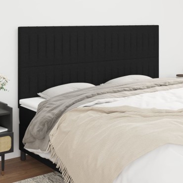 vidaXL Κεφαλάρια Κρεβατιού 4 τεμ. Μαύρα 80x5x78/88cm Υφασμάτινο