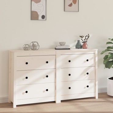 vidaXL Ντουλάπι Λευκό 140x35x80cm από Μασίφ Ξύλο Πεύκου 1 τεμ.