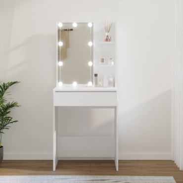 vidaXL Μπουντουάρ με LED Λευκό 60x40x140cm