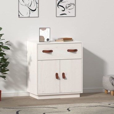 vidaXL Μπουφές Λευκό 65,5x40x75cm από Μασίφ Ξύλο Πεύκου 1 τεμ.