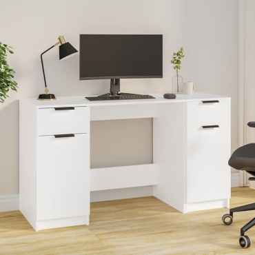 vidaXL Γραφείο με Βοηθητικό Ντουλάπι Λευκό Επεξεργασμένο Ξύλο 100x50x75cm 1 τεμ.