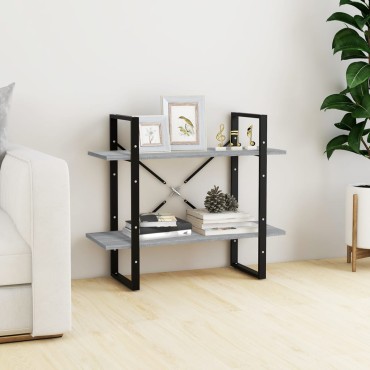 vidaXL Βιβλιοθήκη με 2 Ράφια Γκρι Sonoma 80x30x70cm Επεξεργ. Ξύλο 1 τεμ.