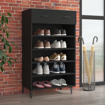 vidaXL Παπουτσοθήκη Μαύρη 60x35x105cm από Επεξεργασμένο Ξύλο