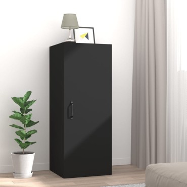 vidaXL Ντουλάπι Τοίχου Μαύρο 34,5x34x90cm Επεξεργασμένο Ξύλο 1 τεμ.
