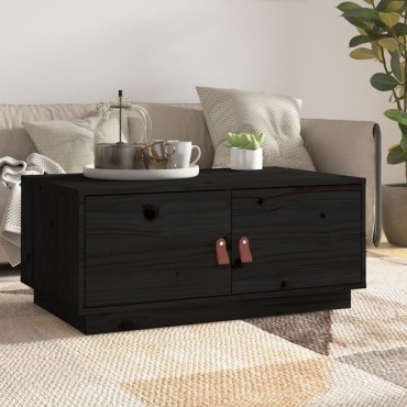 vidaXL Τραπεζάκι Σαλονιού Μαύρο 80x50x35cm από Μασίφ Ξύλο Πεύκου 1 τεμ.