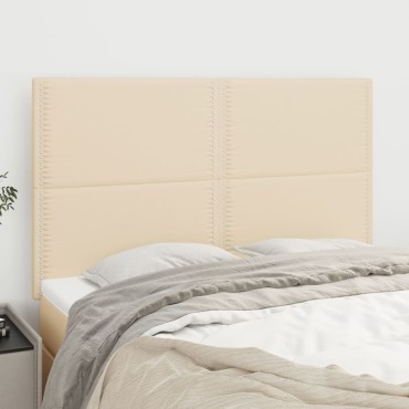 vidaXL Κεφαλάρια Κρεβατιού 4 τεμ. Κρεμ 72x5x78/88cm Υφασμάτινα