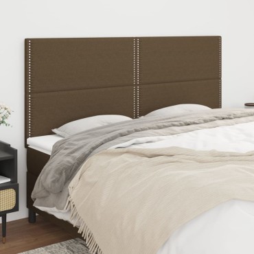vidaXL Κεφαλάρια Κρεβατιού 4 τεμ. Σκ. Καφέ 100x5x78/88cm Υφασμάτινο