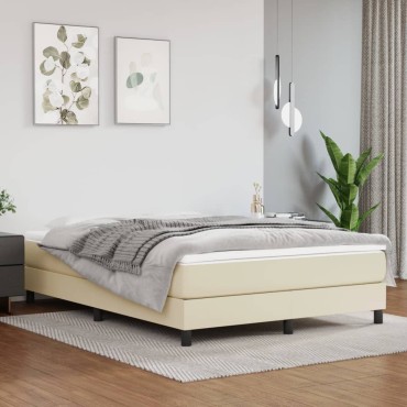 vidaXL Στρώμα με Pocket Springs Κρεμ 140x190x20cm Συνθετικό Δέρμα 1 τεμ. - Διπλό