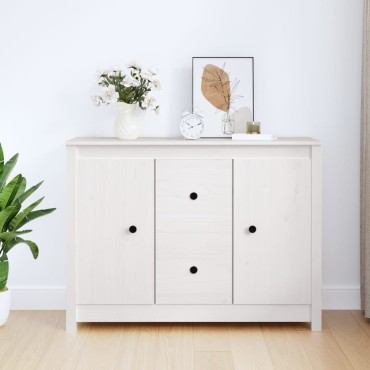 vidaXL Ντουλάπι Λευκό 100x35x74cm από Μασίφ Ξύλο Πεύκου 1 τεμ.