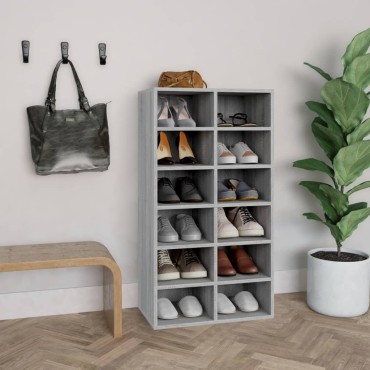 vidaXL Παπουτσοθήκη Γκρι Sonoma 54x34x100,5cm από Επεξεργασμένο Ξύλο