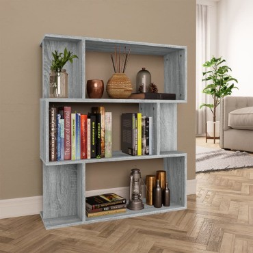 vidaXL Βιβλιοθήκη/Διαχωρ. Χώρου Γκρι Sonoma 80x24x96cm Επεξεργ. Ξύλο 1 τεμ.