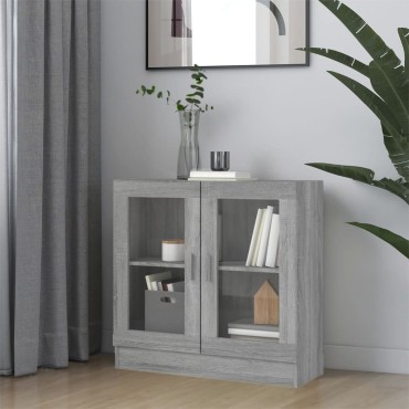 vidaXL Βιτρίνα Γκρι Sonoma 82,5x30,5x80cm από Επεξεργασμένο Ξύλο 1 τεμ.