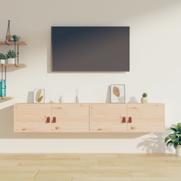 vidaXL Ντουλάπια Τοίχου 2 τεμ. 80x30x30cm από Μασίφ Ξύλο Πεύκου