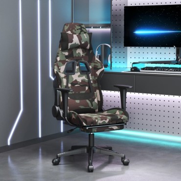 vidaXL Καρέκλα Μασάζ Gaming Περιστρ. Υποπόδιο Μαύρη/Παραλ. Υφασμάτινη 64x60x(117-127)cm 1 τεμ.