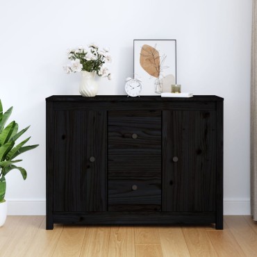 vidaXL Ντουλάπι Μαύρο 100x35x74cm από Μασίφ Ξύλο Πεύκου 1 τεμ.