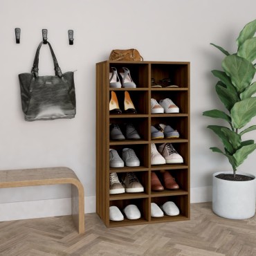 vidaXL Παπουτσοθήκη Καφέ Δρυς 54x34x100,5cm από Επεξεργασμένο Ξύλο