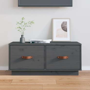 vidaXL Έπιπλο Τηλεόρασης Γκρι 80x34x35cm από Μασίφ Ξύλο Πεύκου