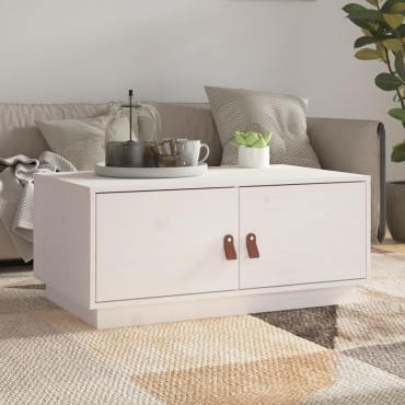vidaXL Τραπεζάκι Σαλονιού Λευκό 80x50x35cm από Μασίφ Ξύλο Πεύκου 1 τεμ.