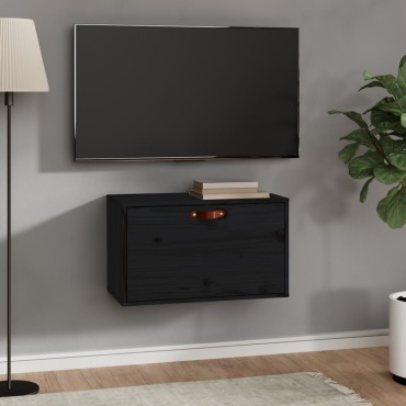 vidaXL Ντουλάπι Τοίχου Μαύρο 60x30x35cm από Μασίφ Ξύλο Πεύκου 1 τεμ.