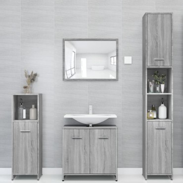 vidaXL Ντουλάπι Μπάνιου Γκρι Sonoma 30x30x183,5cm Επεξεργασμένο Ξύλο