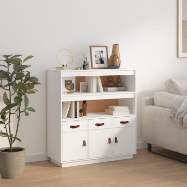 vidaXL Ντουλάπι Ψηλό Λευκό 100x40x108,5cm από Μασίφ Ξύλο Πεύκου 1 τεμ.