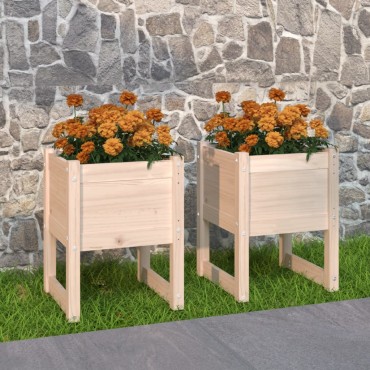 vidaXL Ζαρντινιέρες 2 τεμ. 40 x 40 x 52,5 εκ. από Μασίφ Ξύλο Πεύκου
