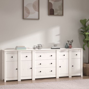 vidaXL Ντουλάπι Λευκό 230x35x80cm από Μασίφ Ξύλο Πεύκου 1 τεμ.