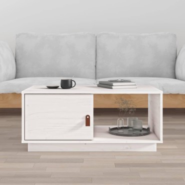 vidaXL Τραπεζάκι Σαλονιού Λευκό 80x50x35,5cm από Μασίφ Ξύλο Πεύκου 1 τεμ.