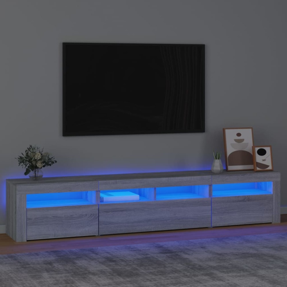 vidaXL Έπιπλο Τηλεόρασης με LED Γκρι Sonoma 210x35x40cm