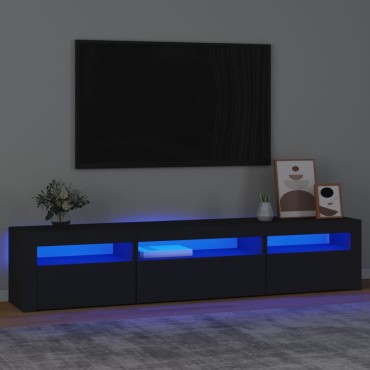 vidaXL Έπιπλο Τηλεόρασης με LED Μαύρο 195x35x40cm