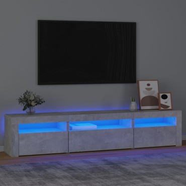 vidaXL Έπιπλο Τηλεόρασης με LED Γκρι Σκυροδέματος 195x35x40cm