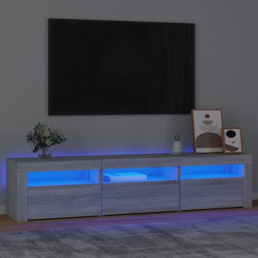 vidaXL Έπιπλο Τηλεόρασης με LED Γκρι Sonoma 180x35x40cm